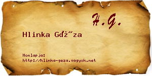 Hlinka Géza névjegykártya